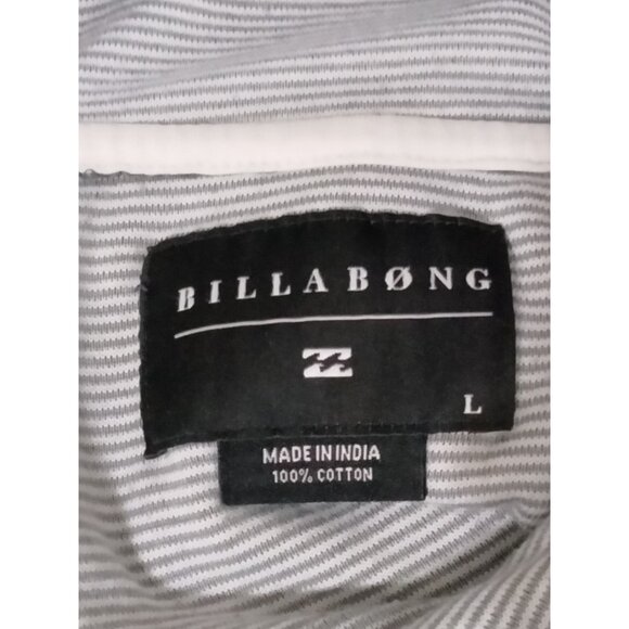 Billabong Mens Gray Striped Drawstring Hoodie Kangaroo Pocket Size Large - Picture 12 of 12